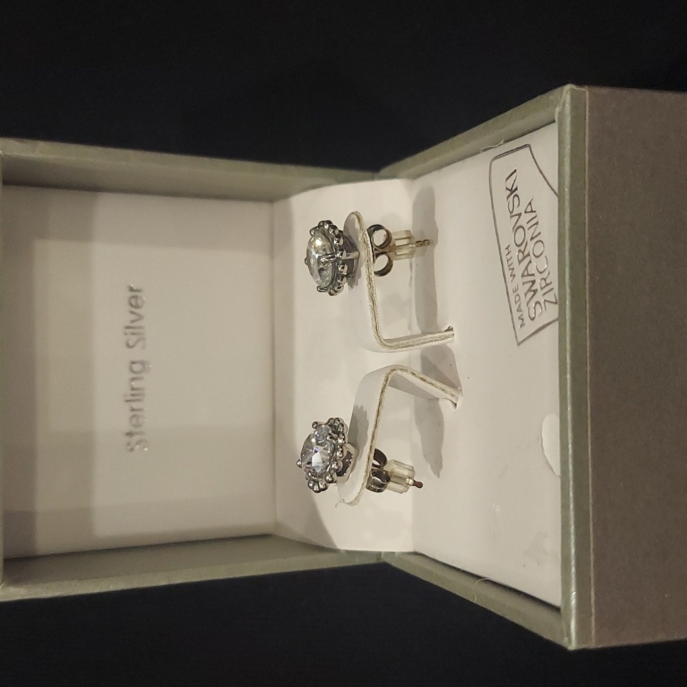 Swarovski Silver Crystal Stud Earrings - Picture 4 of 6